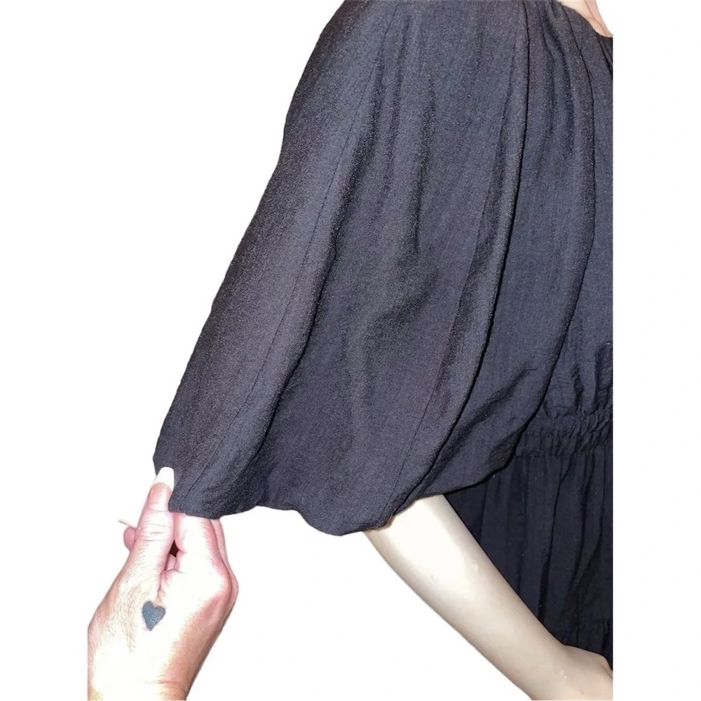 ANTHROPOLOGY MOON RIVER PUFF SLEEVE BACK CUTOUT SMOCKED WAIST MIDI DRESS SMALL - Picture 14 of 16